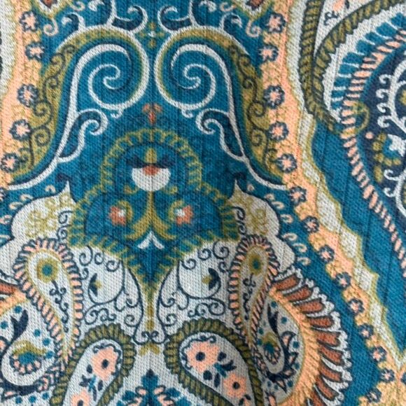 Vintage Bobbie Brooks Teal Paisley Mock Neck Top - Picture 2 of 6